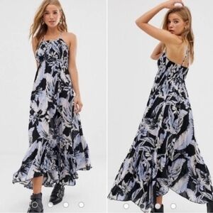 Free people intimately smocked halter top maxi dress size large
